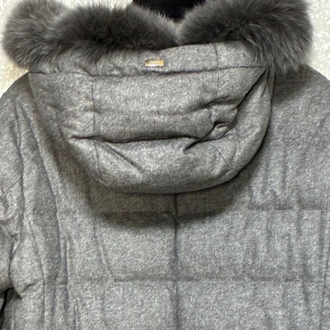 【美品】HERNO　ヘルノ　カシミヤ　シルク　ファー　ダウン　ロング　44