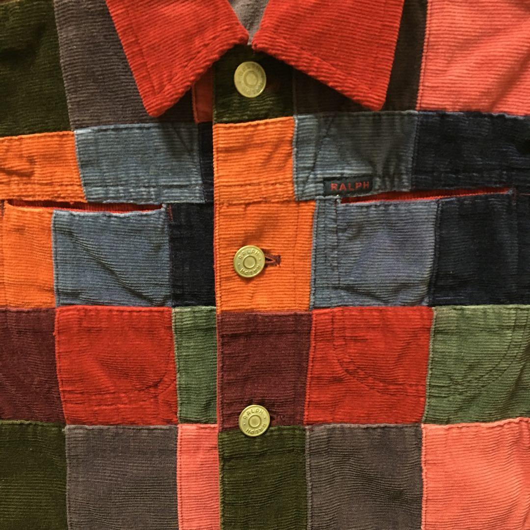 ユーロヴィンテージ　ラルフローレン コーデュロイベスト　デニム　パッチワーク