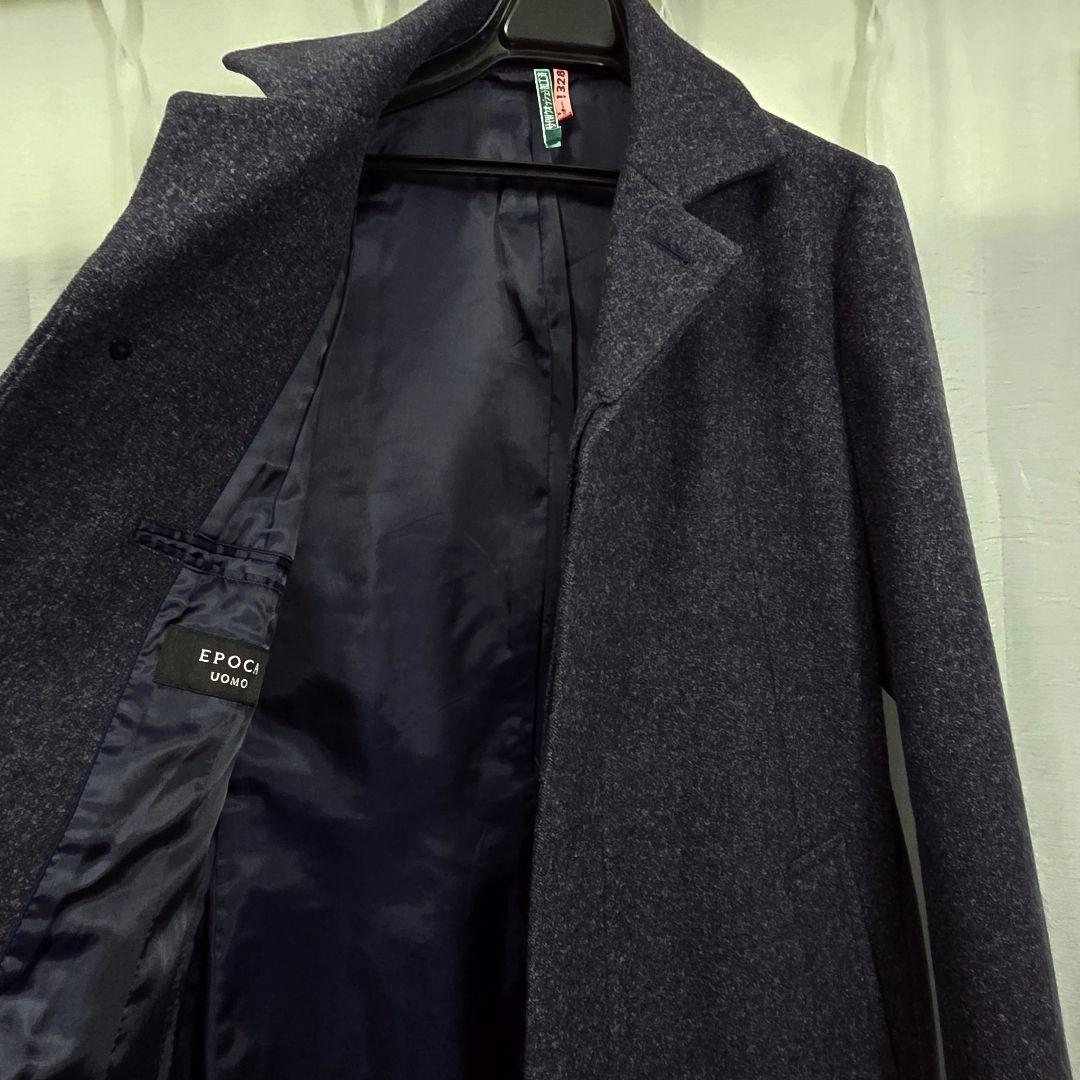 エポカウォモ◆比翼デザインのチェスターコート 50サイズ◆美品 クリーニング済