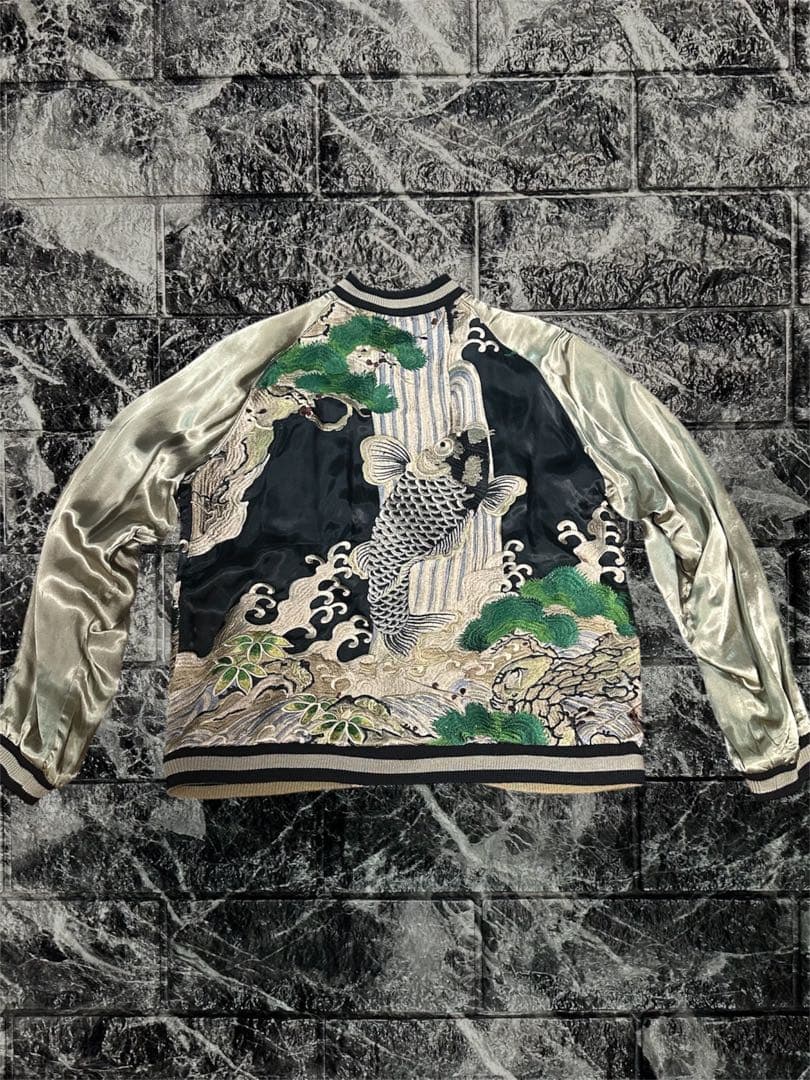 花旅楽団 スカジャン XL 鯉 松 桜 リバーシブル 豪華刺繍