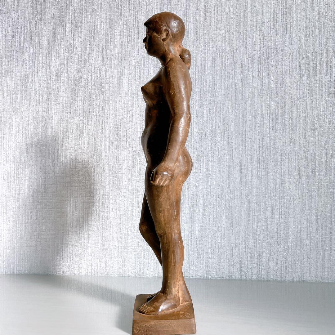 真作　三枝惣太郎　裸婦像　鉄製　ブロンズ像　在銘　女性像　美人像　彫刻　置物