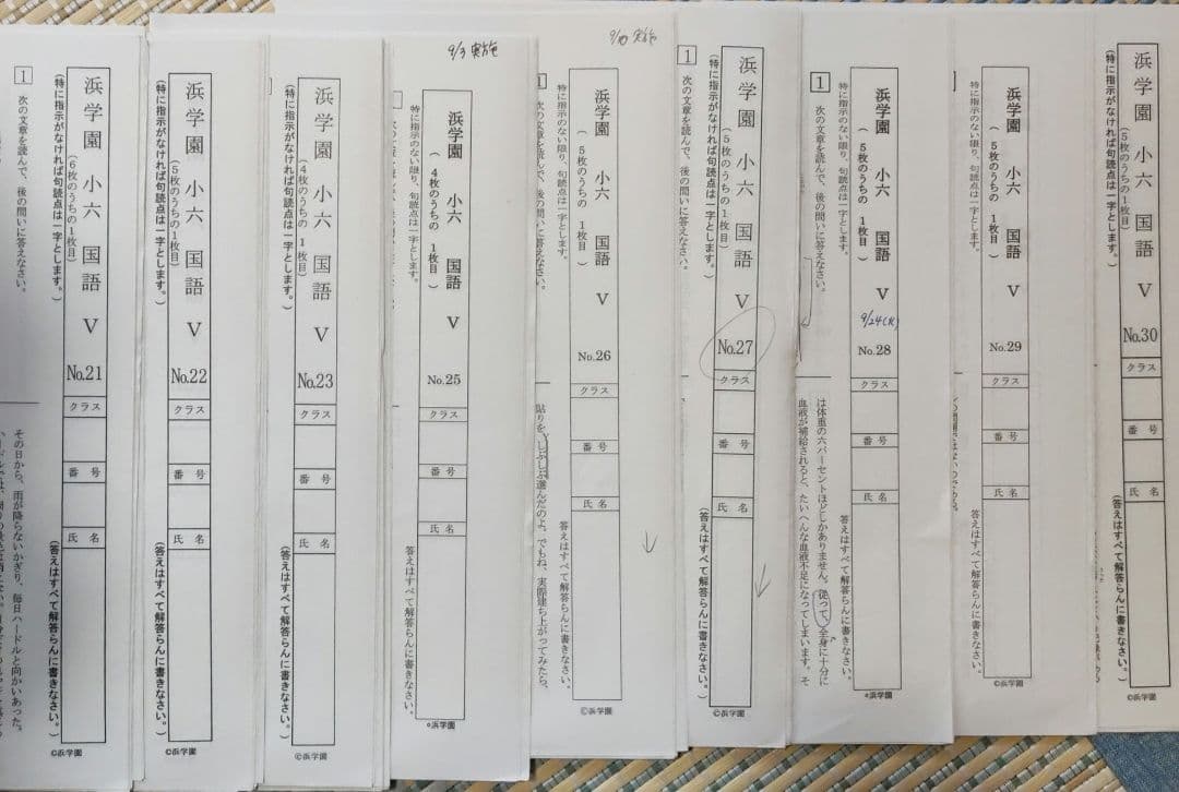 浜学園 小６ 国語 ・算数・理科 V 実力/復習テスト セット