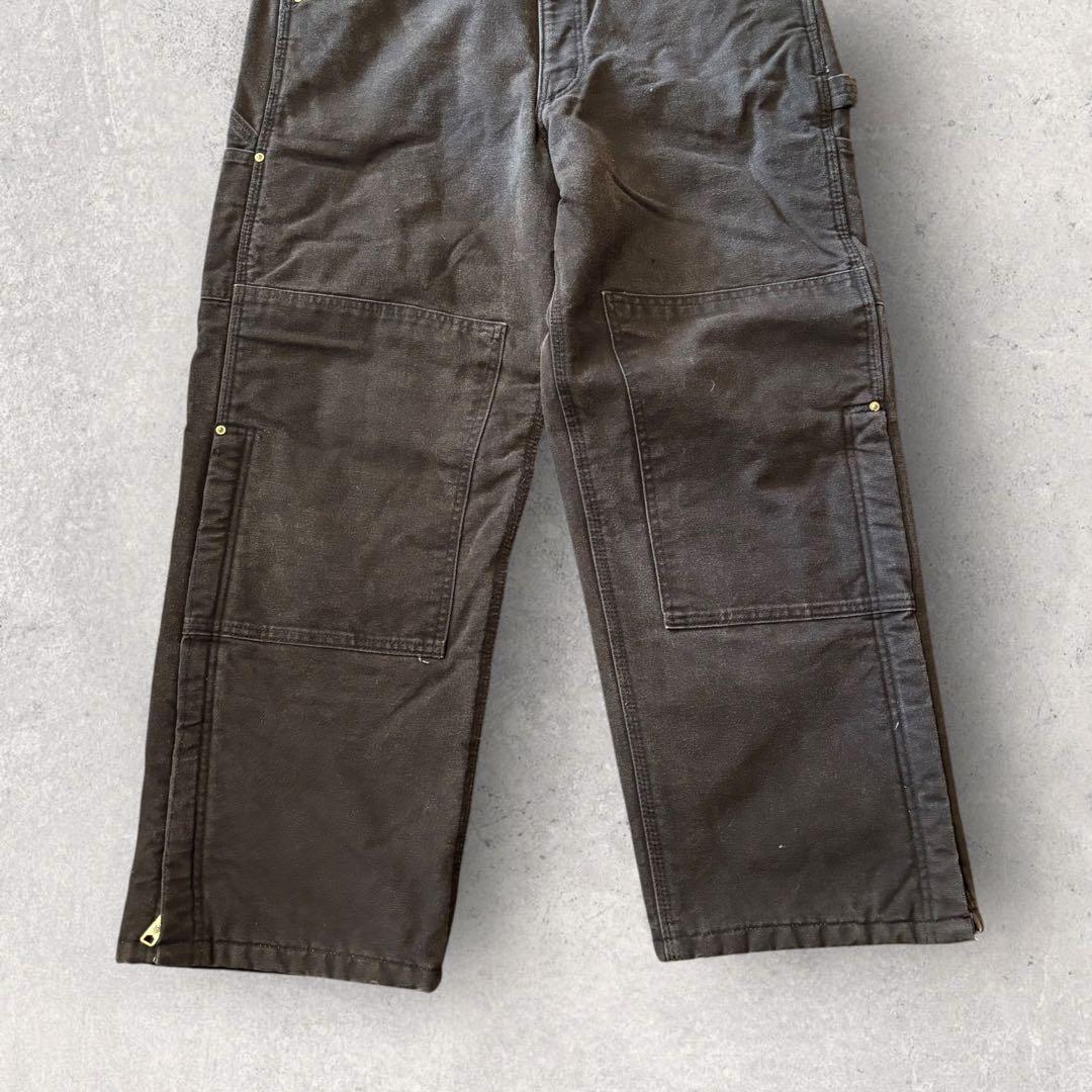 【カーハート】オーバーオール　黒　34×28 USA製　ダブルニー　人気カラーj