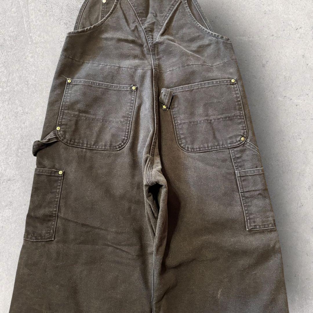 【カーハート】オーバーオール　黒　34×28 USA製　ダブルニー　人気カラーj