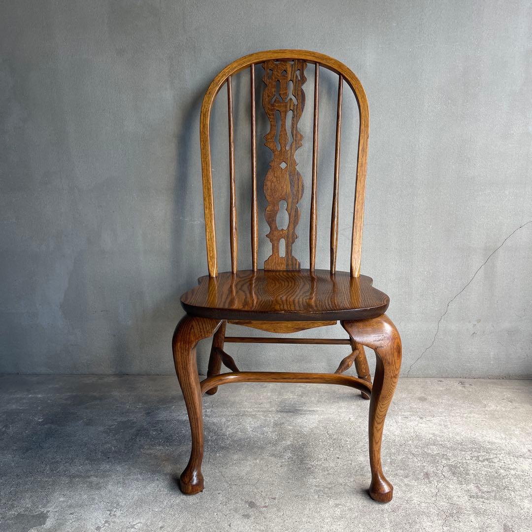 オールドヴィンテージ　オークウィンザーチェア　カントリー　猫脚