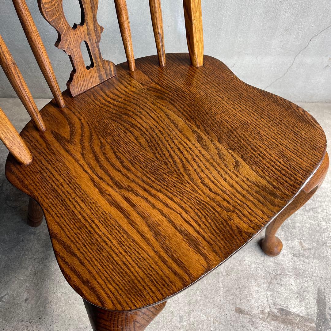 オールドヴィンテージ　オークウィンザーチェア　カントリー　猫脚