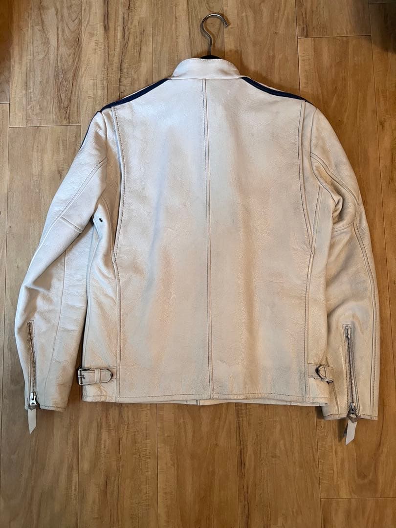 ショット　ホワイト シングルライダースジャケット　クラシックレーサー