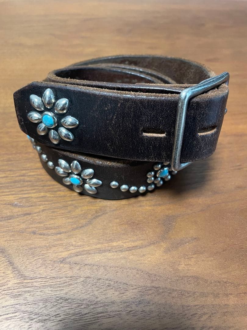 HTC スタッズベルト1.25インチ　フラワーターコイズ