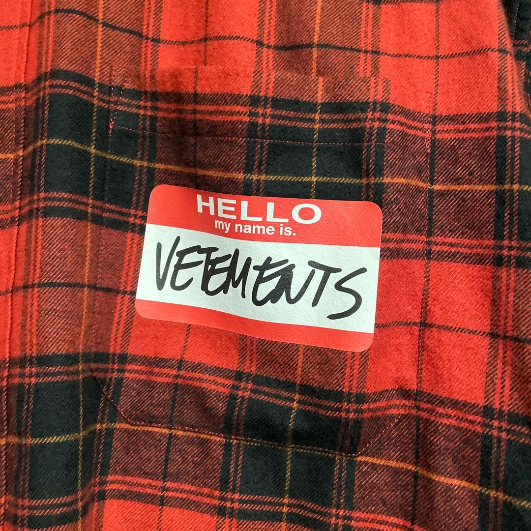 Vetements チェック柄赤長袖ネルシャツ