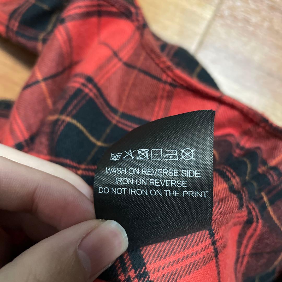 Vetements チェック柄赤長袖ネルシャツ