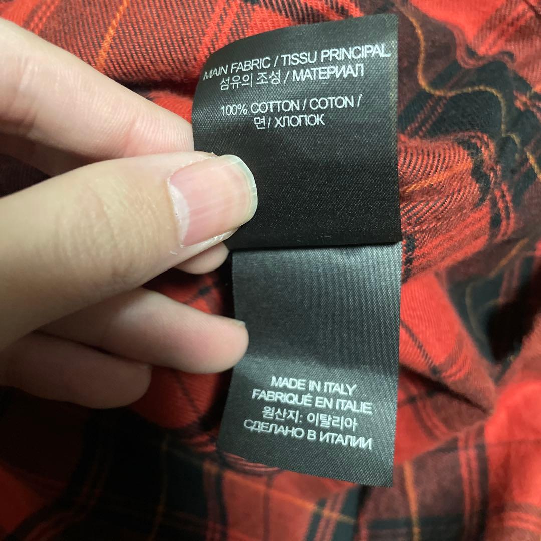 Vetements チェック柄赤長袖ネルシャツ