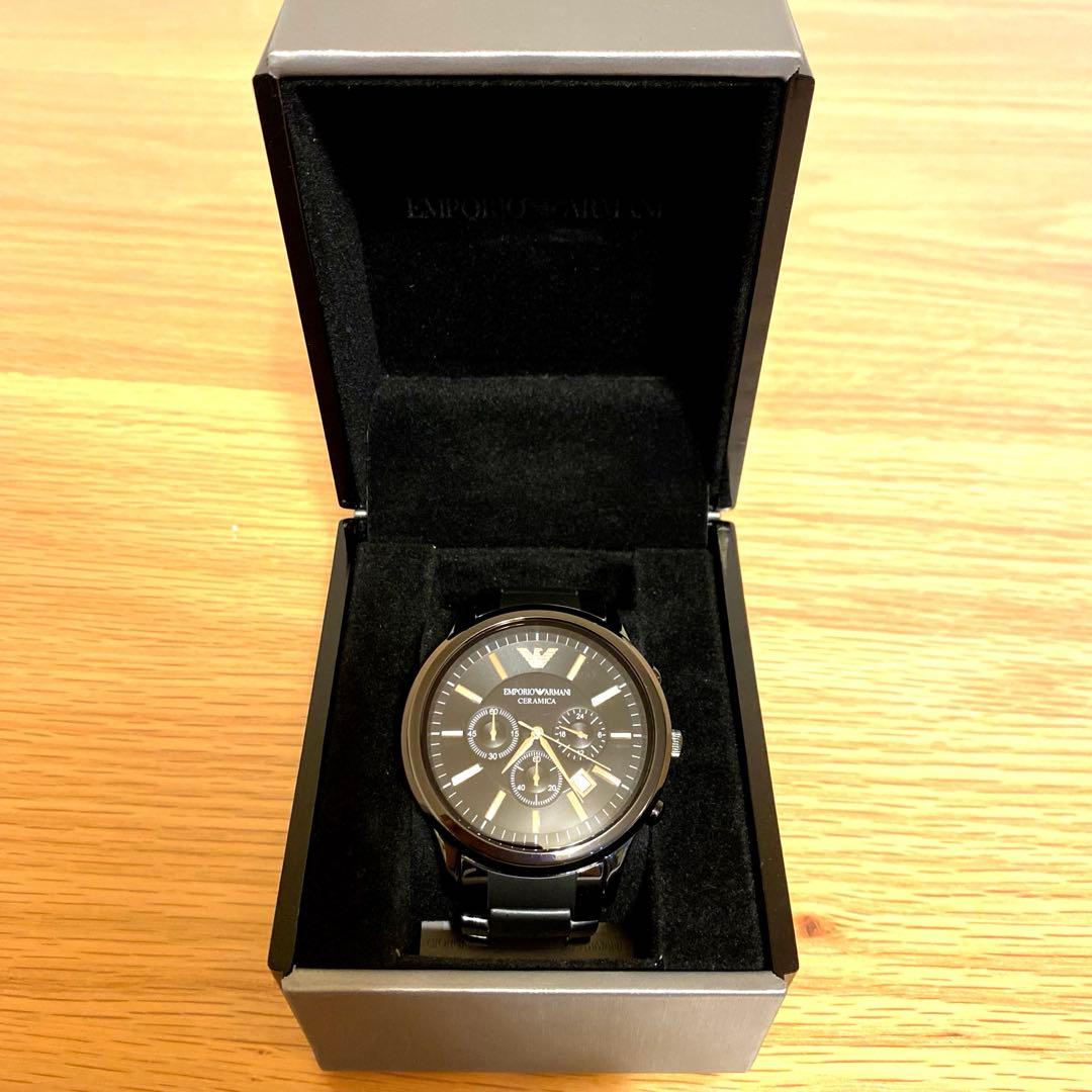 EMPORIO ARMANI ブラック クロノグラフ