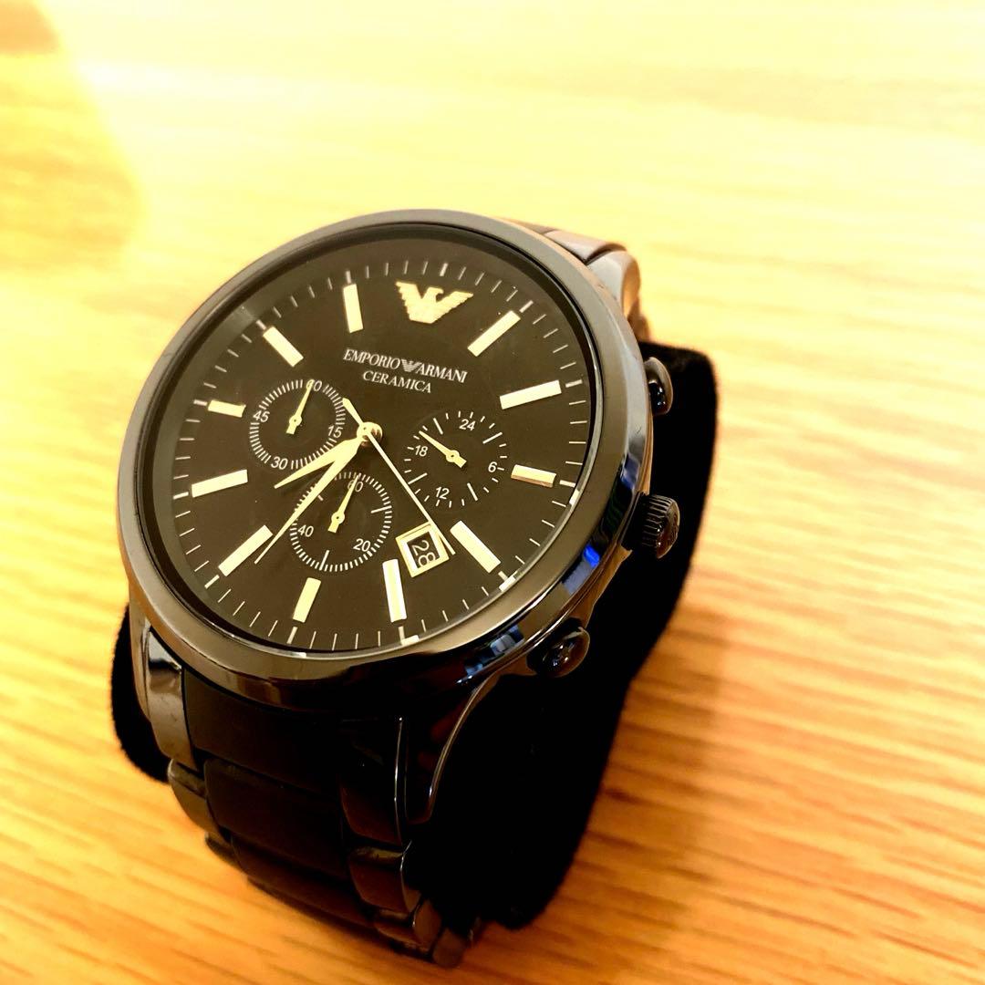 EMPORIO ARMANI ブラック クロノグラフ