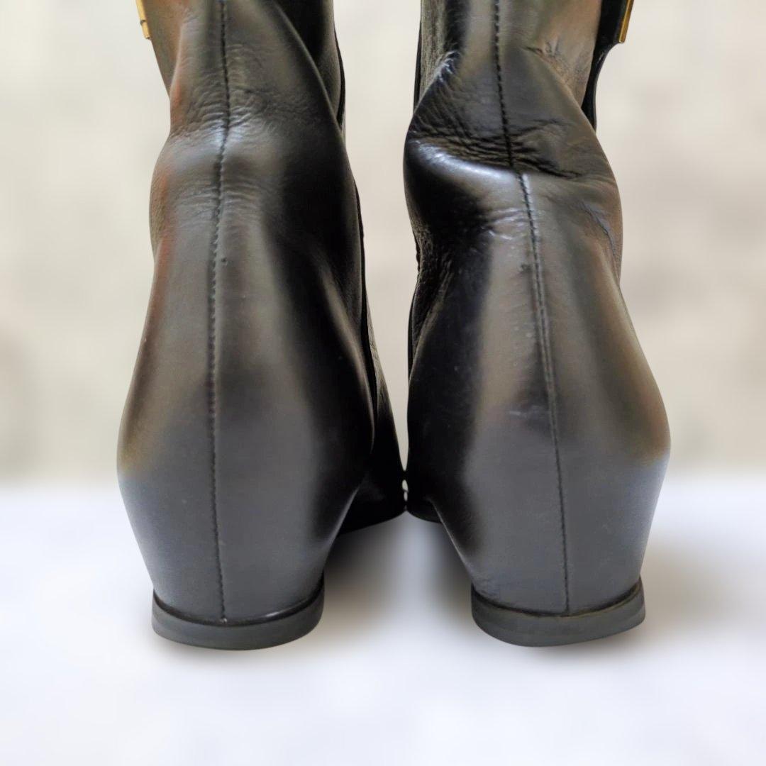 ​【極暖/本革】ランバンコレクション ショートブーツ 23.5 ボア 黒