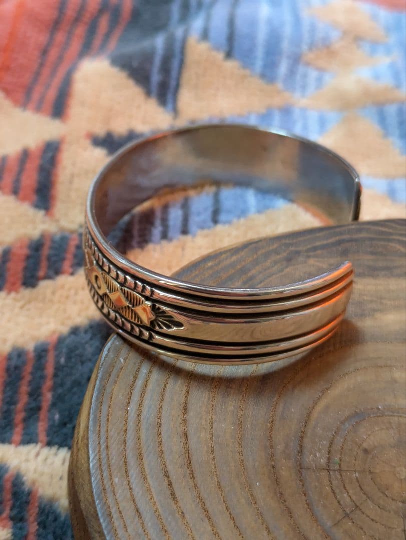 ナバホ族Bruce Morganブルースモーガン バングル15mm幅 14K