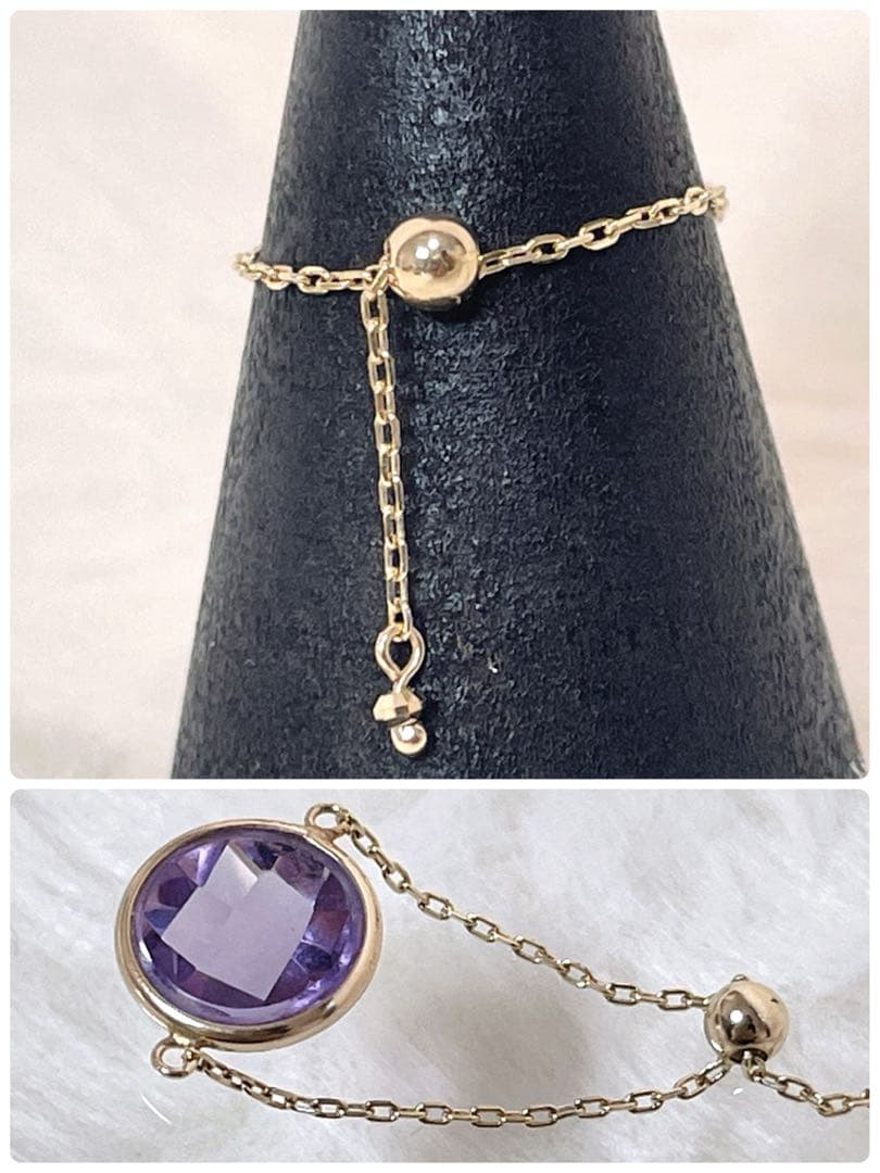 【激カワ】cui-cui K10 ピンクアメジスト チェーンリング フリーサイズ