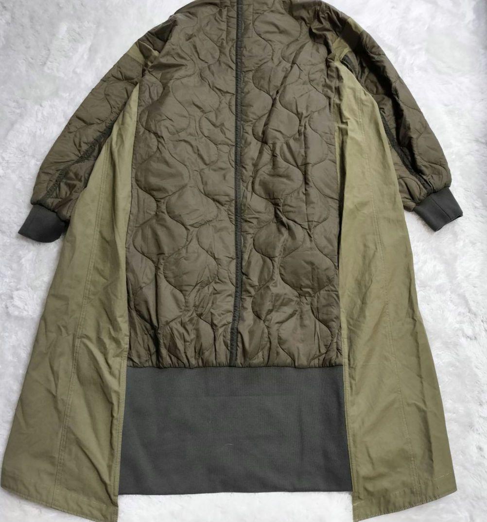 【新品タグ付き】エシンタ 切替マキシミリタリーコート カーキ キルティング