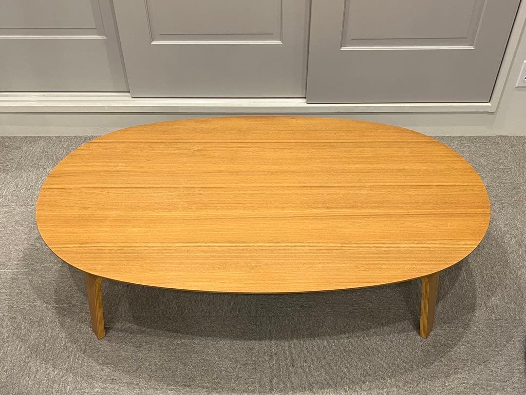【廃番】無印こたつ　大　オーバル型　ローテーブル　タモ材