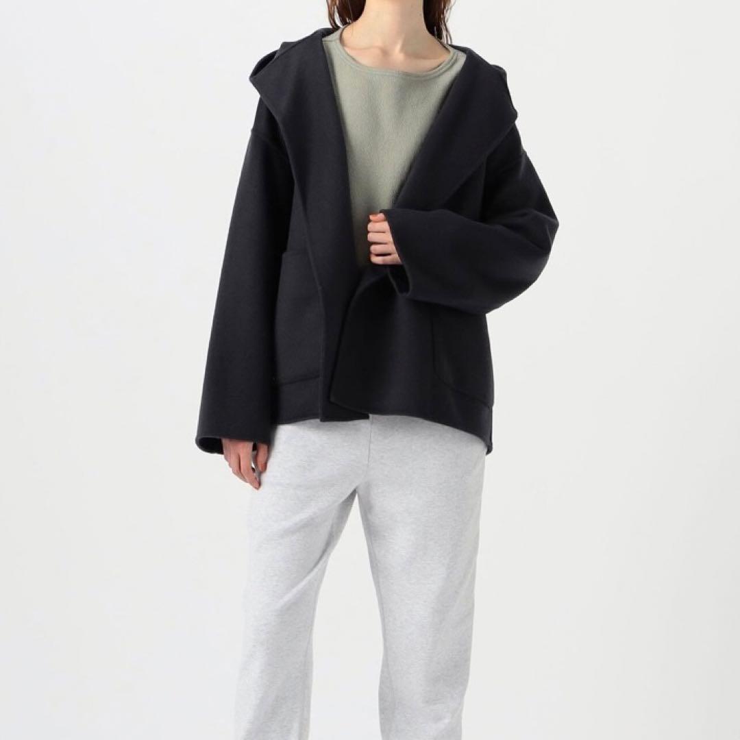 ギャルリーヴィ　ウールダブルフェイスフーデッドショートコート　ウールリバーコート