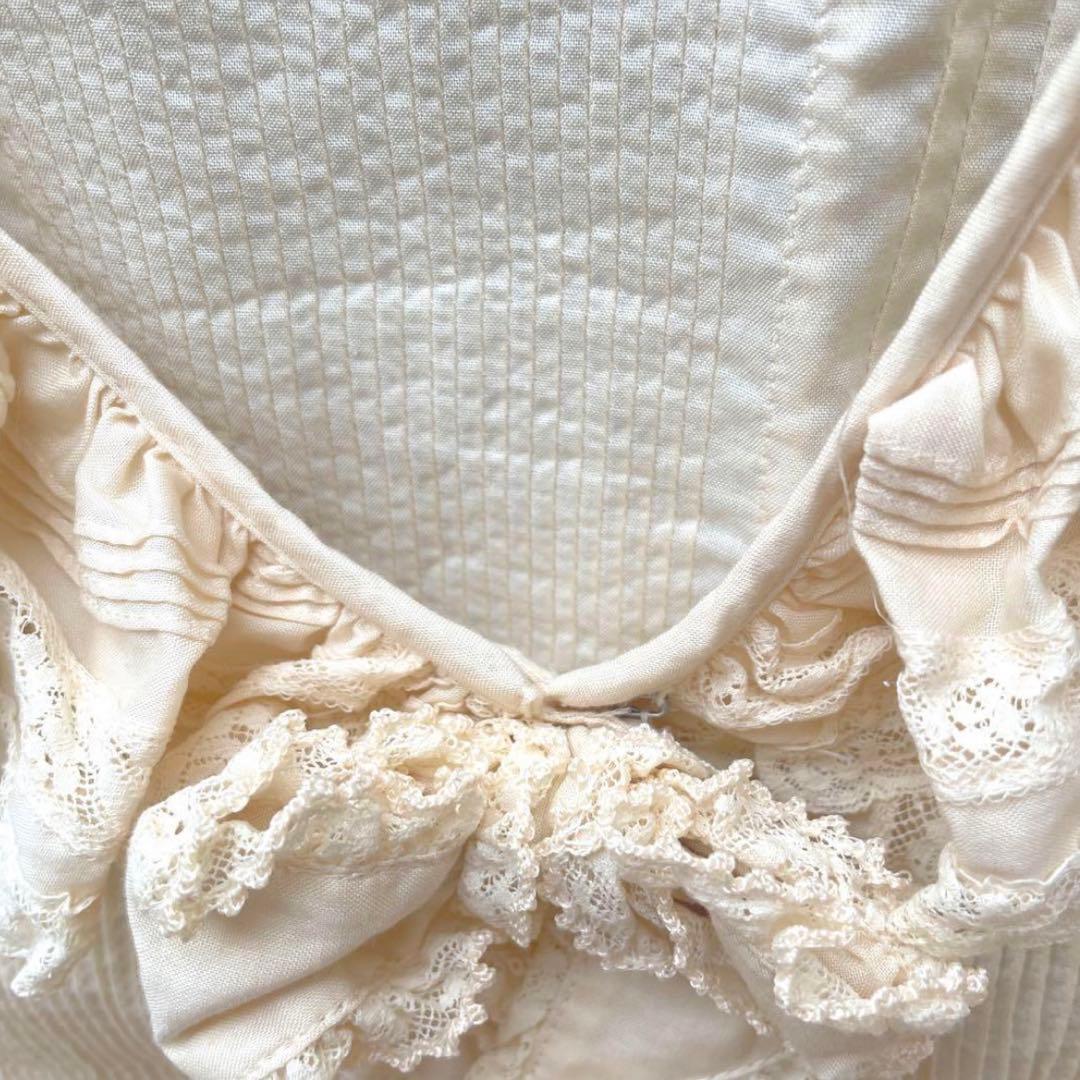 【美品】ピンクハウス　オーバーブラウス　フリル　リボン　オフホワイト