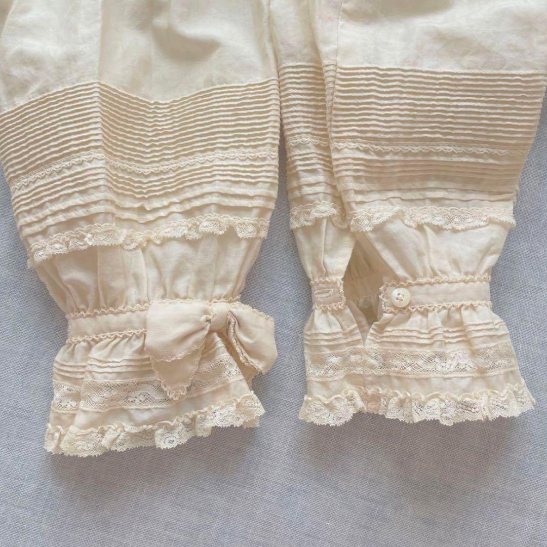 【美品】ピンクハウス　オーバーブラウス　フリル　リボン　オフホワイト