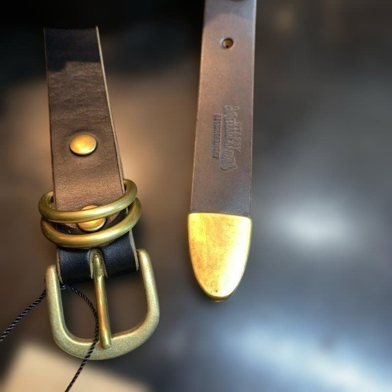 アートブラウン社　クロムエクセルレザー　4ピースタイトベルト 黒　茶芯　W３２