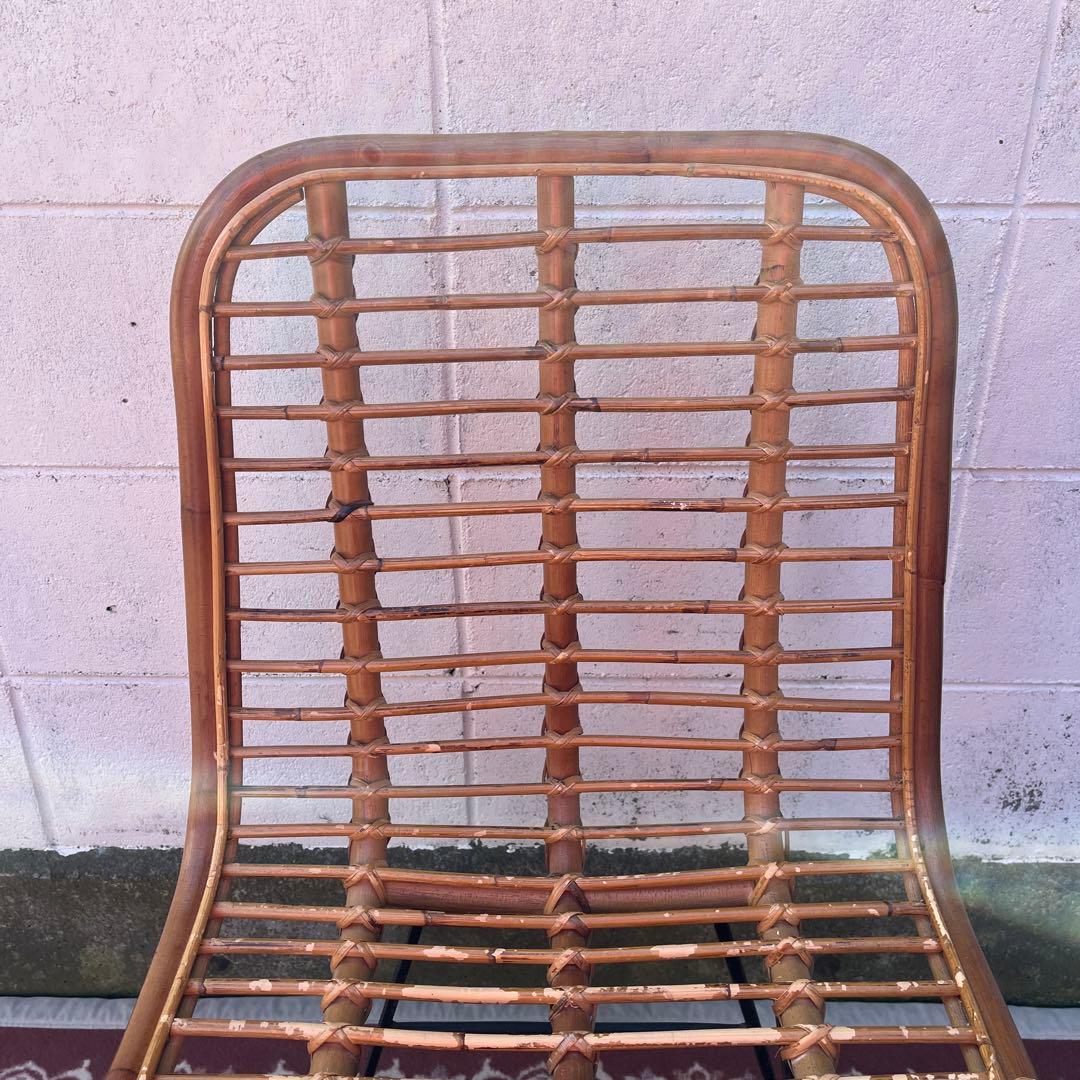 古家具◾️籐ラタン座面×鉄脚アイアンレッグ チェア 椅子 イス A
