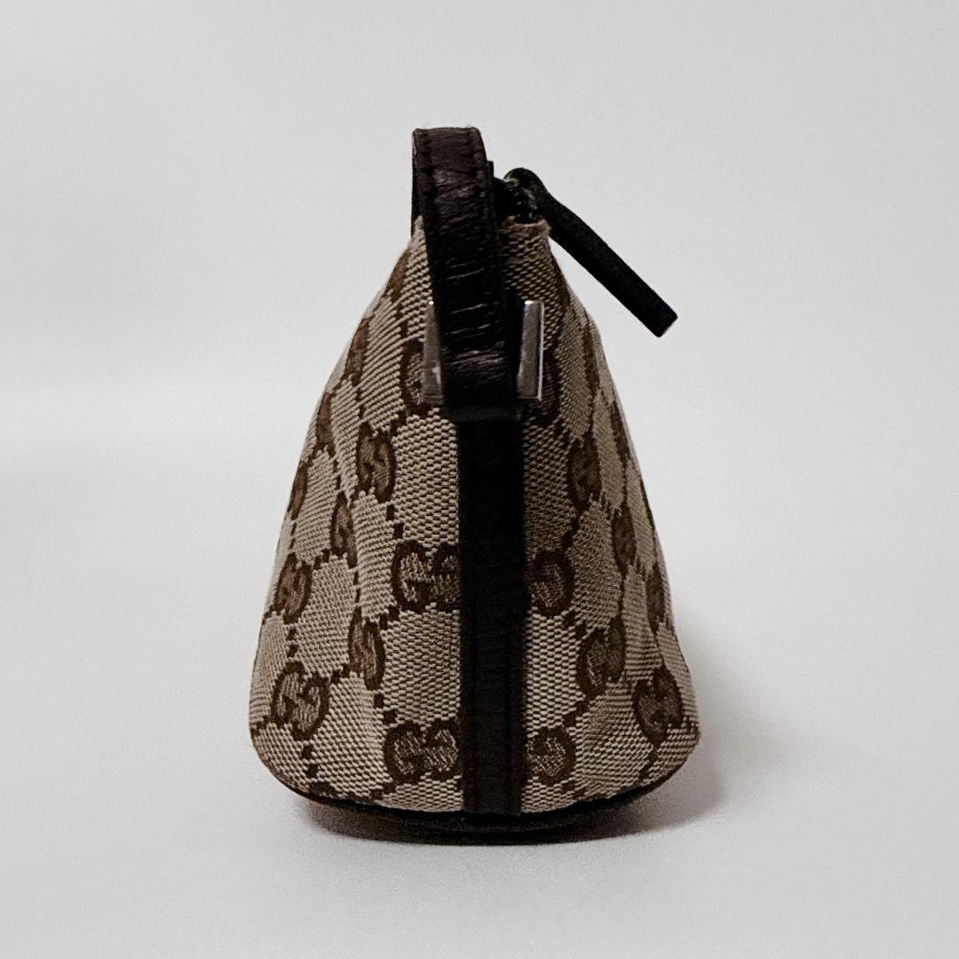 【24時間以内発送】グッチ GGキャンバス レザー アクセサリーポーチ ブラウン