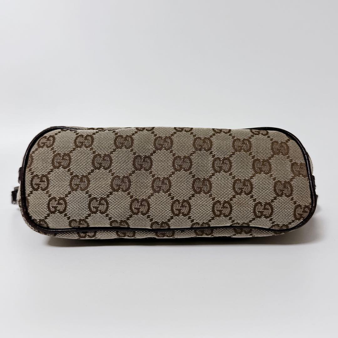 【24時間以内発送】グッチ GGキャンバス レザー アクセサリーポーチ ブラウン