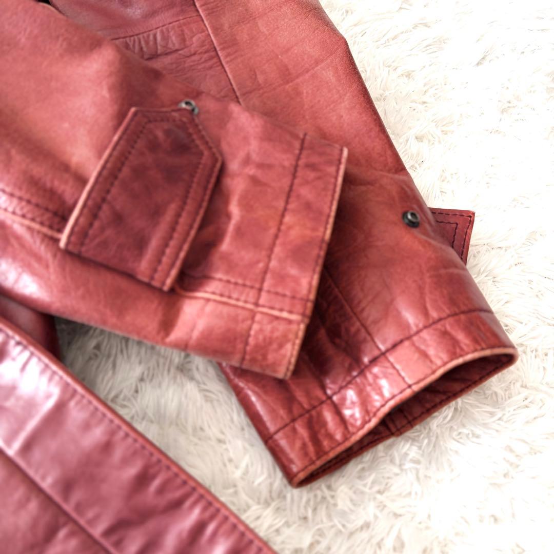 ✨希少色✨ トルネードマート コート レザー ロング ベルト L ファスナー