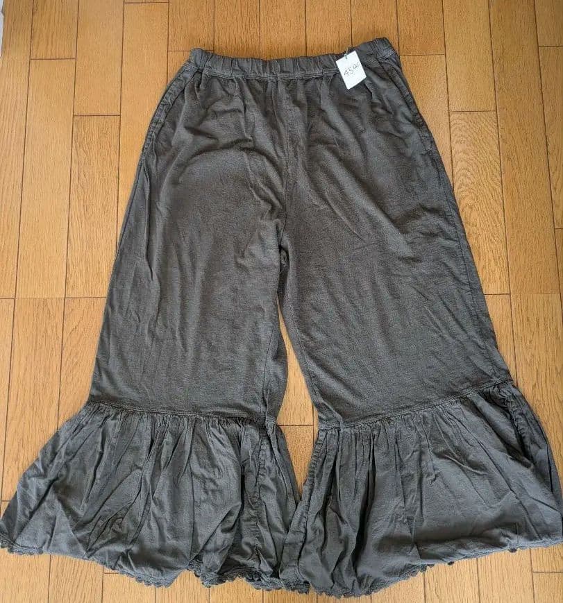 新品タグ付【45r】スーピマ天竺ラッパーパンツ 墨黒