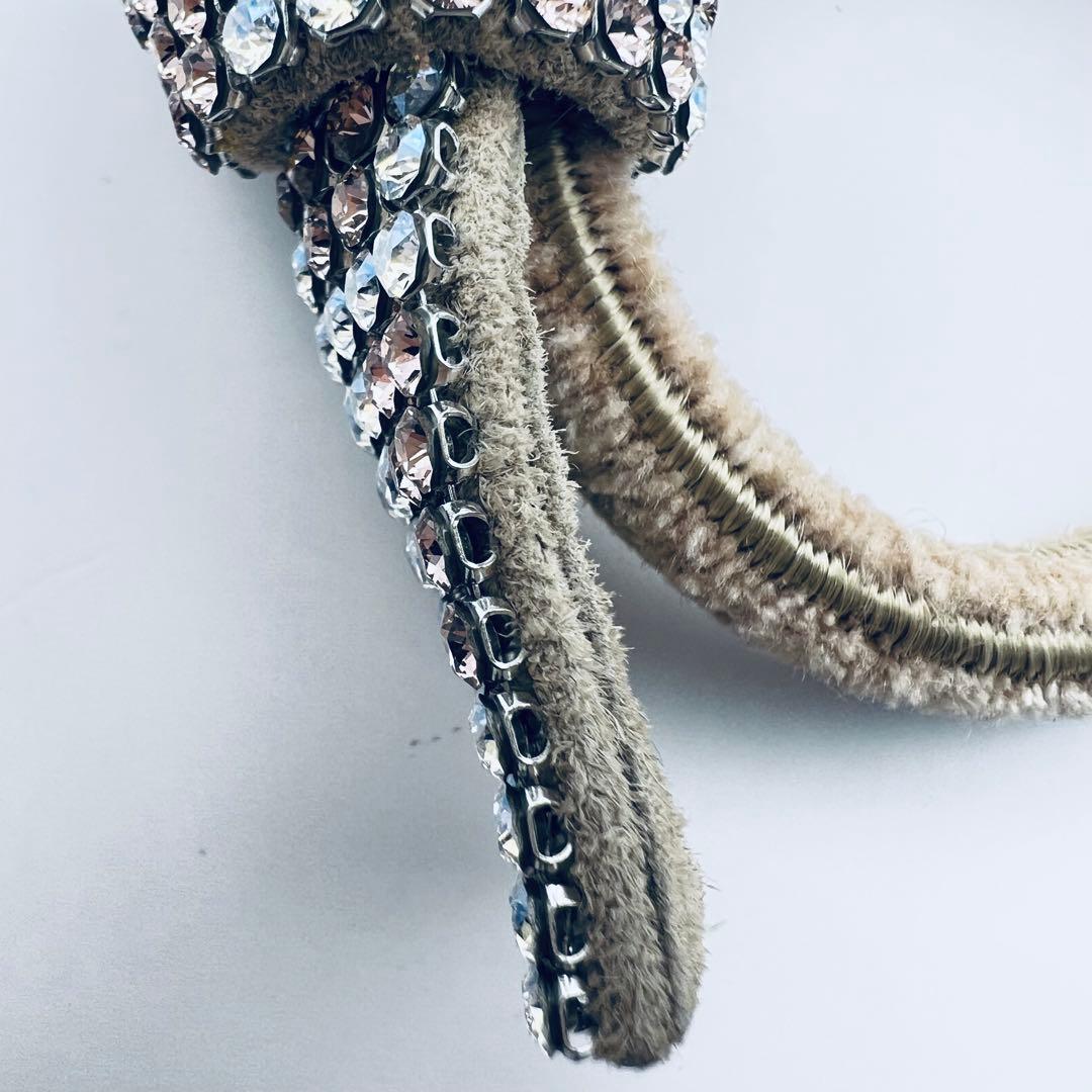 acca アッカ　クリスタル　ブリジットドレスポニー　ベージュ　ピンク×シルバー