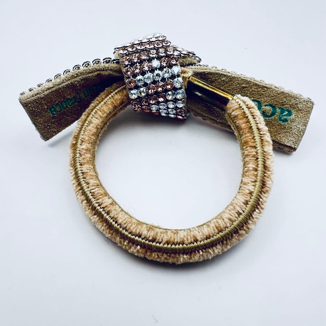 acca アッカ　クリスタル　ブリジットドレスポニー　ベージュ　ピンク×シルバー