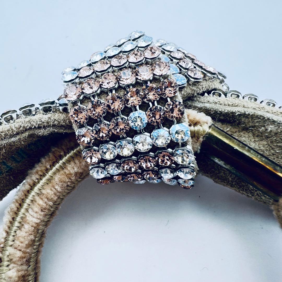 acca アッカ　クリスタル　ブリジットドレスポニー　ベージュ　ピンク×シルバー