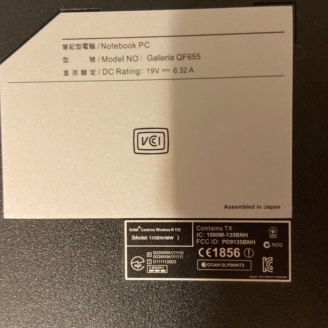 Windows10 ノートパソコン　QF655