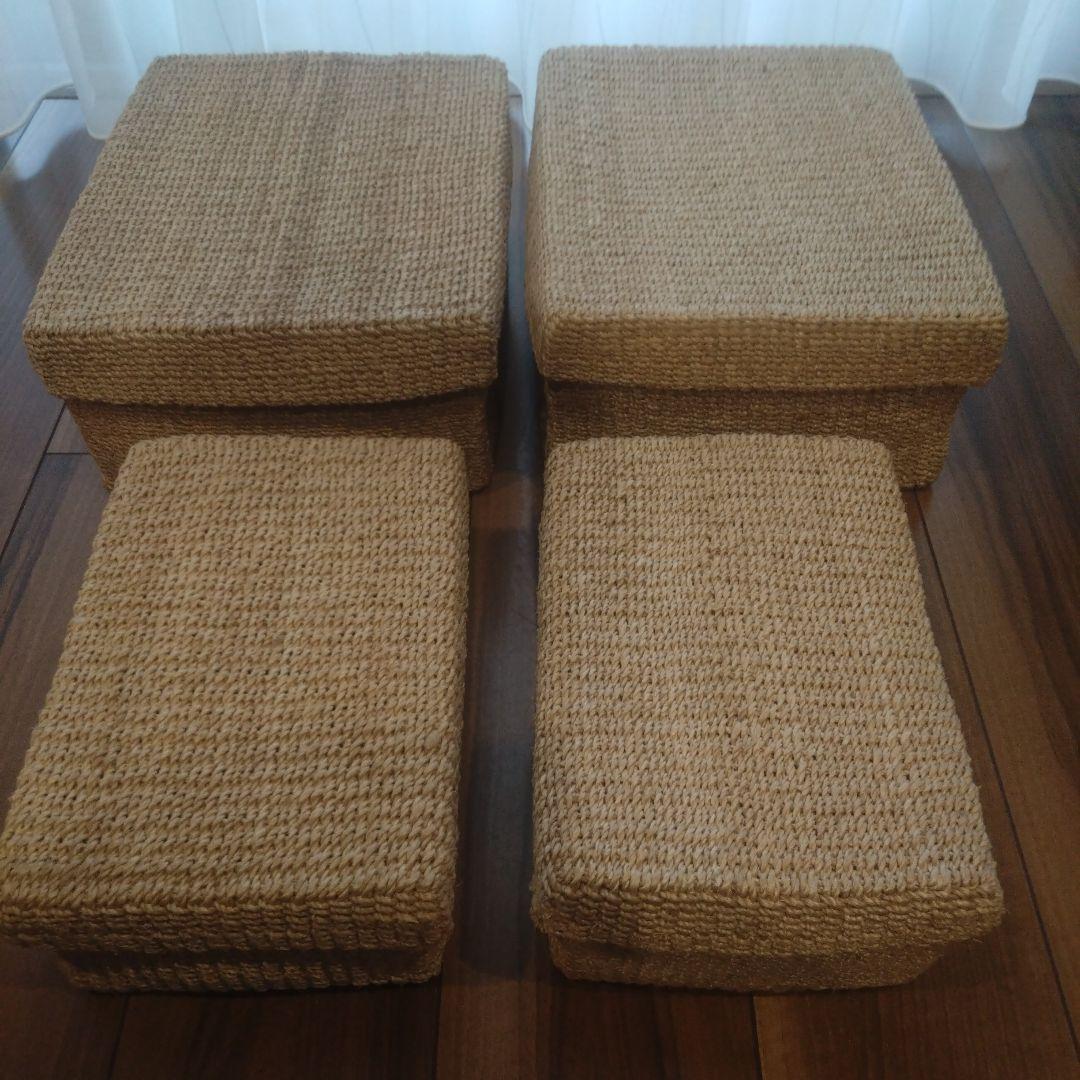 【廃盤】無印良品　アバカ　カゴ　蓋付き小物入れ　大2個＆中2個