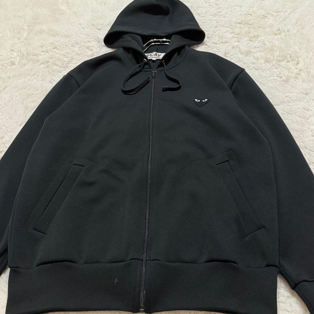 プレイコムデギャルソン L/黒ハート ジップパーカー ビッグプリント L