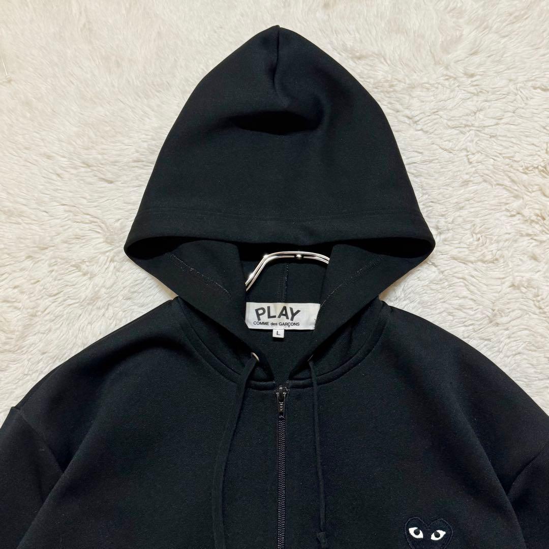 プレイコムデギャルソン L/黒ハート ジップパーカー ビッグプリント L
