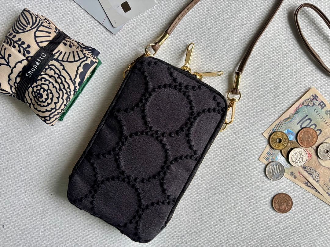 ★ゆか【スマホショルダー】ミナペルホネン タンバリン charcoal