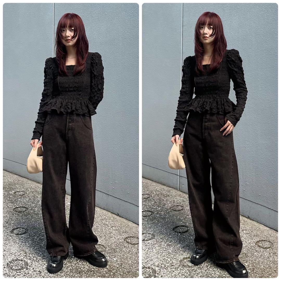 DROP WAIST STRAIGHT デニム　ブラウン　サイズ１