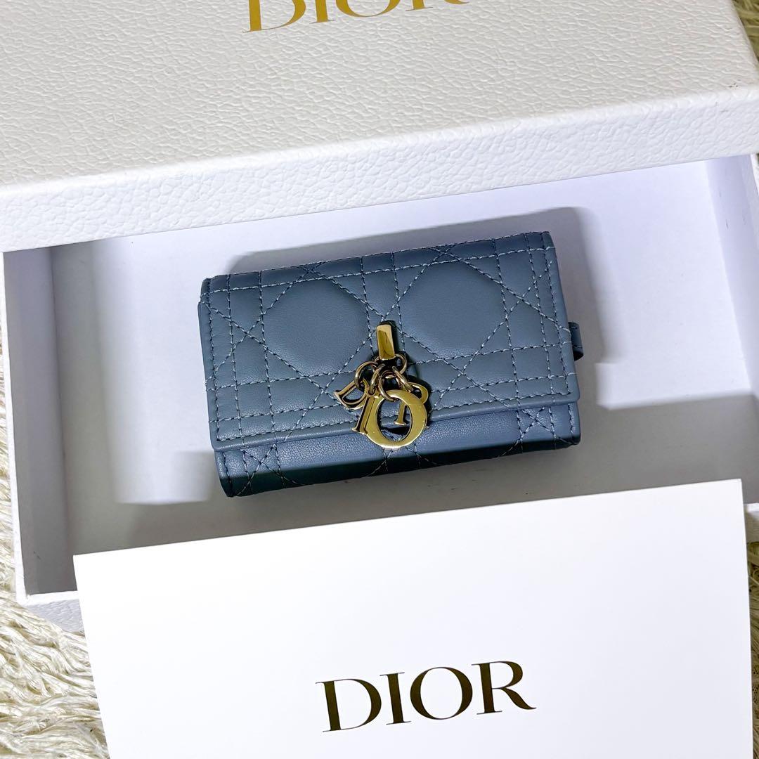 【新品同様】クリスチャンディオール キーケース キーリング カナージュ ブルー系