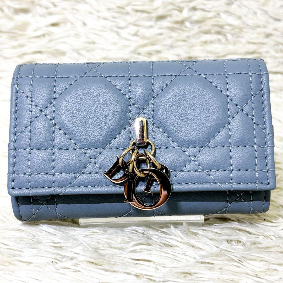 【新品同様】クリスチャンディオール キーケース キーリング カナージュ ブルー系