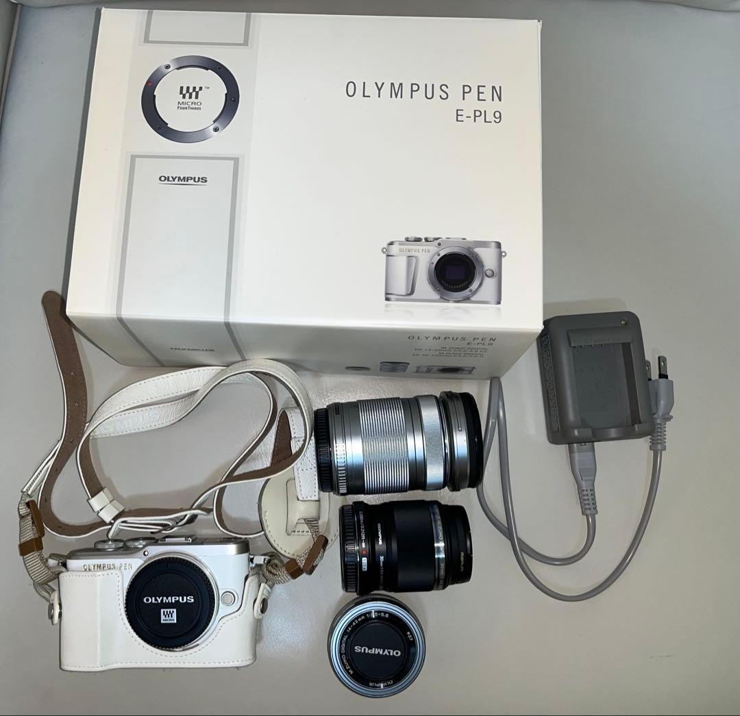 OLYMPUS PEN E-PL9 ダブルズームキット＋マクロレンズ＋本革アクセ