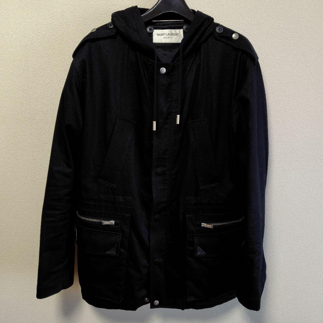 ユ*ー様 SAINT LAURENT PARIS 黒 モッズコートケリング