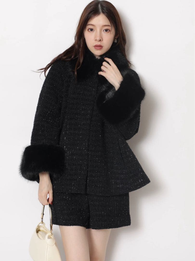 最終値下げ！【新品】Rirandture25AW ツィードファー衿ショートコート