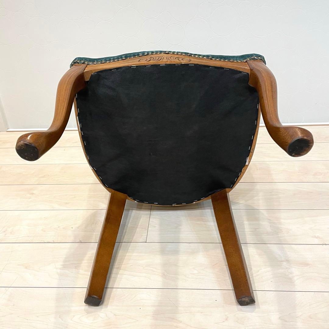 ダイニングチェア ロココ調チェア 猫脚 彫刻 木製 椅子 ベロア調　北欧 ②