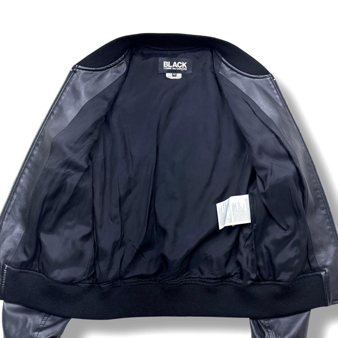 ブラック コムデギャルソン フェイク レザー ジップ ブルゾン M 黒 メンズ