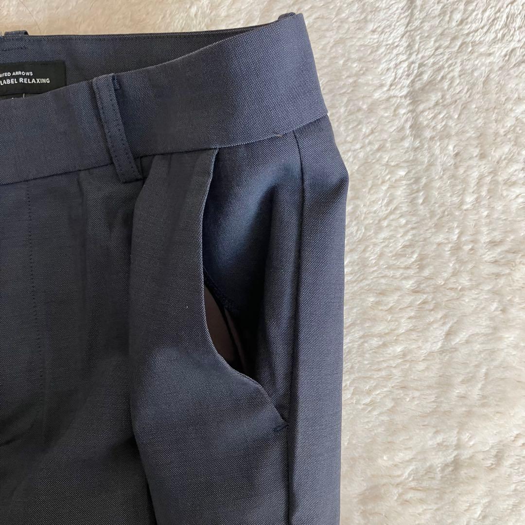 グリーンレーベルリラクシング ノーカラー パンツ スーツ ネイビー 38 総裏