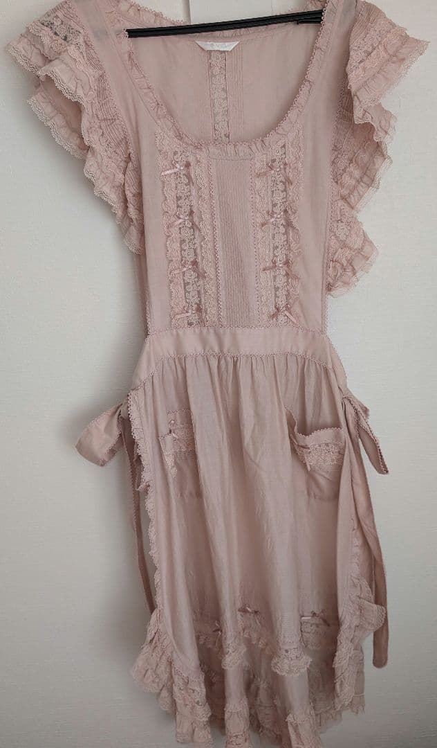 新品　ピンクハウス　ローズ　レース　使い　フリル　タブリエ