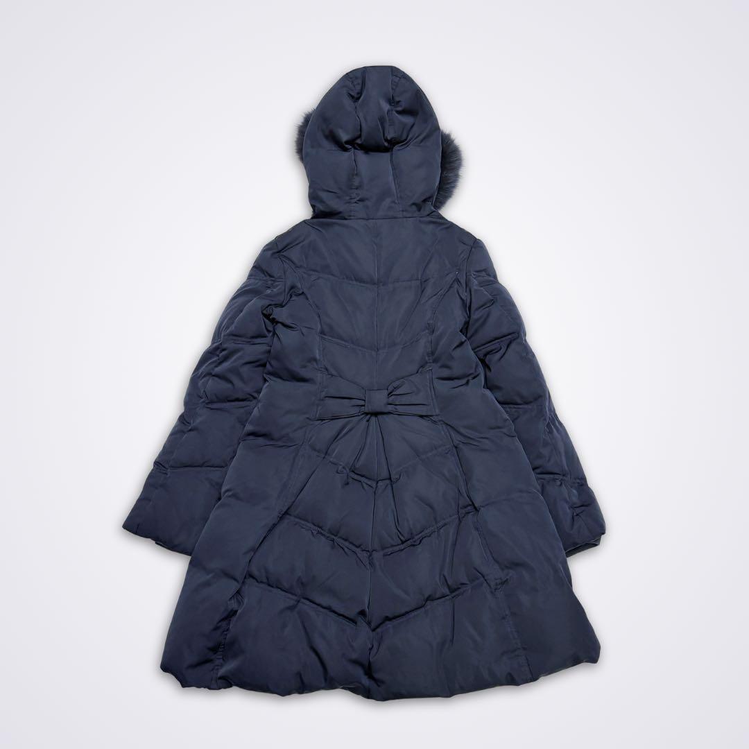 ルイルエブティック フォックスファー バックリボンダウンコート ネイビー L